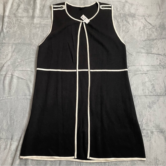 Talbots Sweaters - Talbots Cardigan Sweater Large NWT Sleeveless Black With White Accents